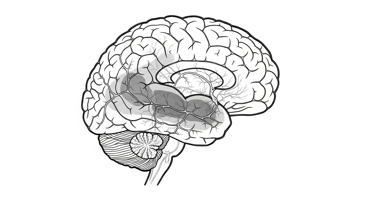Default Mode Network brain regions and neural connections illustrated